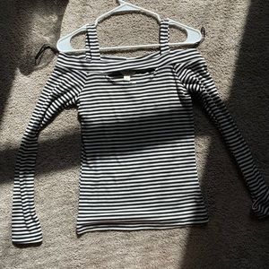 Aeropostale Off the Shoulder Striped Shirt